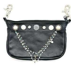 Hip Bag Company Womens Leather Hand Bag Purse Jeweled No Strap
